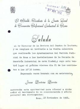 Invitació a la visita de les instal·lacions de l'Escuela de Maestría Industrial