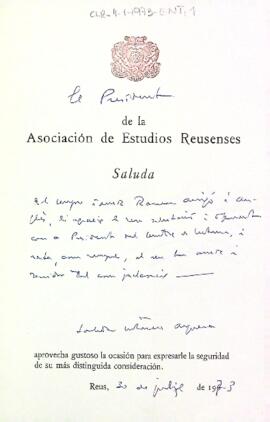 Carta de Salvador Vilaseca a Ramon Amigó