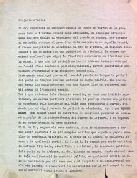 Projecte d'acta referent al Procés de Burgos