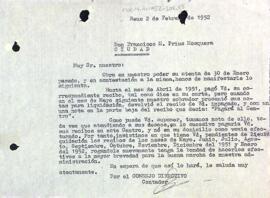 Carta del Centre de Lectura de Reus a Francesc M. Prius Mosquera