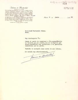 Carta de Fernando de Mendizábal a Josep Martorell Òdena
