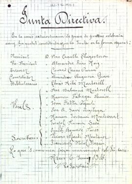 Composició de la Junta Directiva de l'any 1915