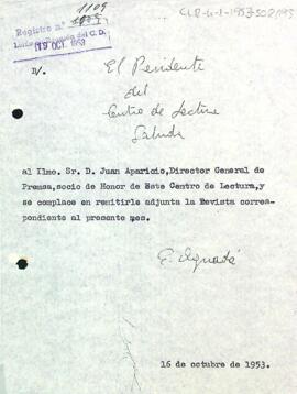 Carta del president a Juan Aparicio
