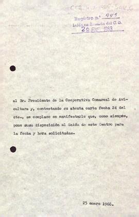 Carta al president de la Cooperativa Comarcal d'Avicultura