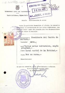 Autorització per a la celebració d'actes populars i culturals de maig
