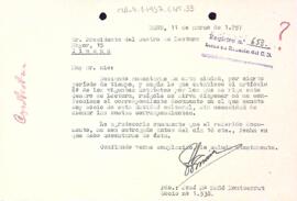 Carta de Josep M. Mañé Montserrat al Centre de Lectura
