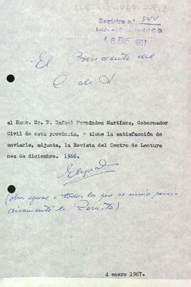 Carta del president al governador civil de la província de Tarragona
