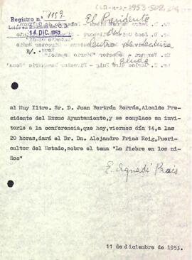 Invitació del president a la conferència que oferirà el Dr. Frias Roig