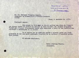 Carta del president a  Salvador Vilaseca sol·licitant la seva col·laboració