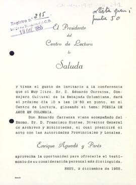 Invitació genèrica a la conferència d'Eduardo Carranza