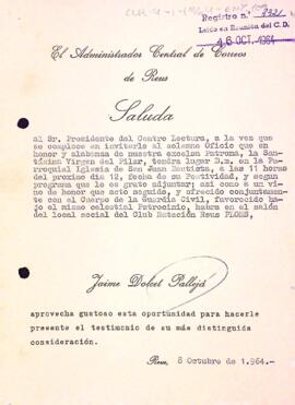 Invitació actes religiosos Verge del Pilar