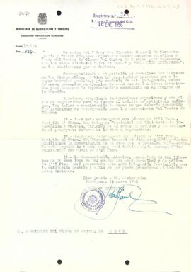 Carta del delegat provincial d'informació i turisme al president del Centre de Lectura