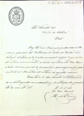Carta del vice-cònsol de Portugal a Tarragona al president del Centre sol·licitant dos exemplars del semanari de l'Eco del Centre