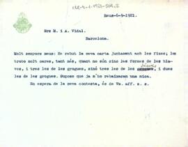 Carta del Centre del Lectura als senyors M. i A. Vidal