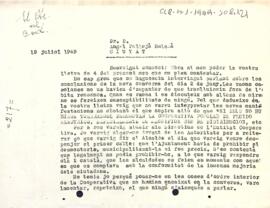 Carta del president dirigida a Àngel Pallejà Balañà en referència al tema de la Cooperativa popular