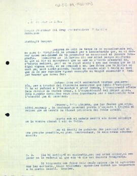 Carta de la Secció Excursionista a tres entitats excursionistes