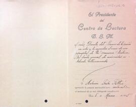 Carta d'agraïment al Director del Banco de España