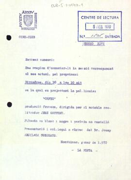 Carta del Museu Arxiu de Montblanc i Comarca