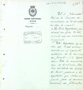 Carta de l'ajuntament de Reus informant d'un comunicat de la Diputació Provincial