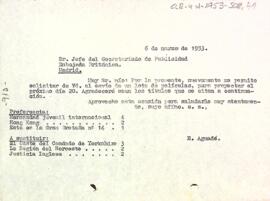 Carta del president al cap del secretariat de publicitat ambaixada britànica