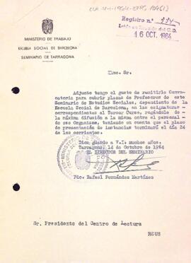 Convocatòria de professorat pel Seminari d'Estudis Socials de Tarragona