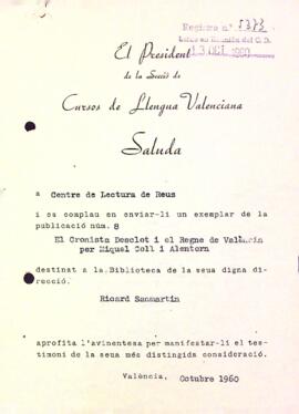 Carta de Ricard Sanmartin