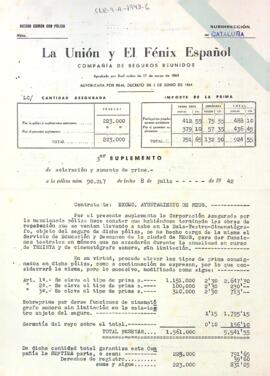 Suplement de la Pòlissa d'assegurança amb La Unión y El Fénix Español