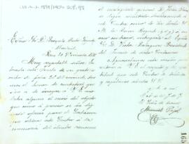 Carta de la junta de govern a Práxedes Mateo Sagasta indicant on ha d'enviar el premi amb el qual ha decidit col·laborar