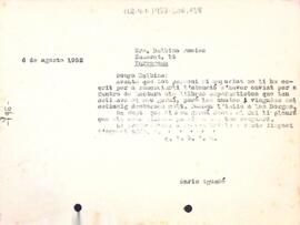 Carta d'agraïment a Balbina Pàmies