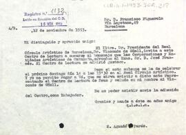 Carta del president a Francesc Figuerola