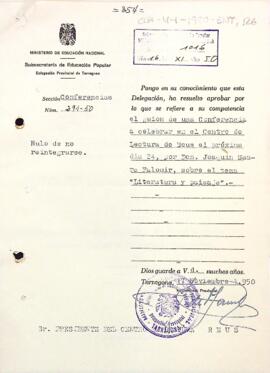 Aprovació d'una conferència al Centre de Lectura