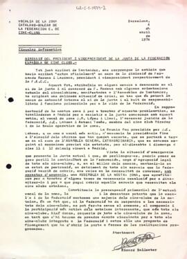 Carta de la Vocalia de la Zona catalano-balear de la Federación Española de Cine Clubs