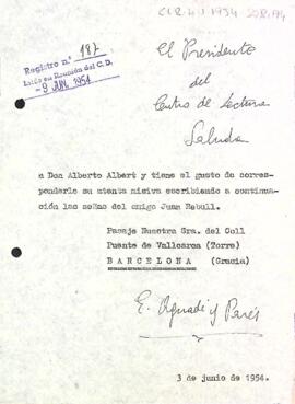 Carta del president a Albert Alabert
