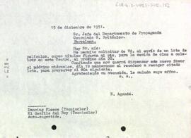 Carta del president al cap del departament de propaganda del consolat britànic