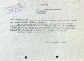 Agraïment a Francesc Recasens per un donatiu