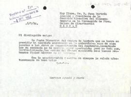 Carta del presidenta a l'alcalde de Reus