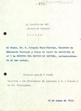 Carta del president al ministre d'educació nacional
