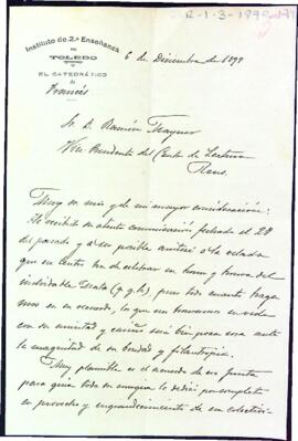 Carta de condol, de Luís de Olavarrieta, acceptant la invitació a la vetllada que es farà en honor al difunt Eugeni Mata