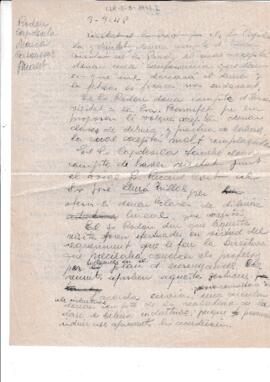 Esborrany de l'acta del 9 de setembre de 1948 de la Secció d'Art i Oficis