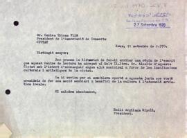 Carta del president a Carles Tricaz Vilà sol·licitant la seva col·laboració