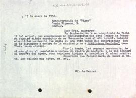 Carta del Centre de Lectura a l'Administració de la revist Signo