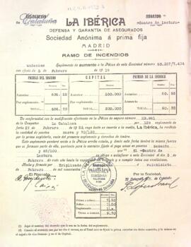 Suplement a la Pòlissa d'assegurança amb la Companyia La Ibérica
