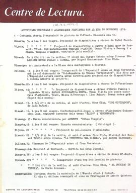 Activitats del mes de novembre de 1974