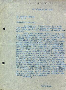 Carta de la Secció Excursionista a Alfons Pàmies