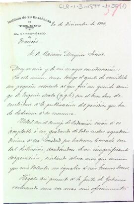 Carta i text d'homenatge a Eugeni Mata de Luis de Olavarrieta