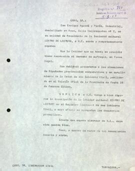 Carta del president al governador civil de Tarragona