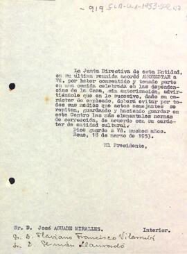 Carta de la junta directiva a professors de l'entitat