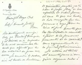 Carta de Julià Nougués a J. Torrents i Fortuny per comunicar que s'ha donat més d'una vegada l'ordre de pagament de la subvenció