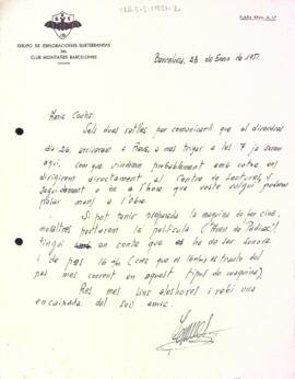 Carta del Grup Muntanyenc Barcelonès a la Secció Excursionista