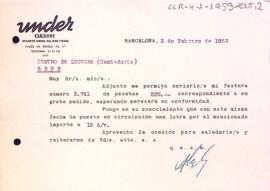 Carta de Carbons Under adjuntant una factura